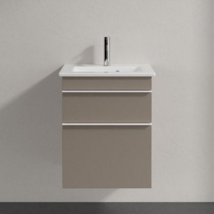 Тумба с раковиной Villeroy & Boch Venticello 46 truffle grey, с белыми ручками