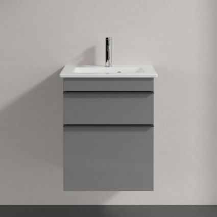 Тумба с раковиной Villeroy & Boch Venticello 46 glossy grey, с ручками хром