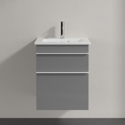 Тумба для комплекта Villeroy & Boch Venticello 46 glossy grey, с белыми ручками