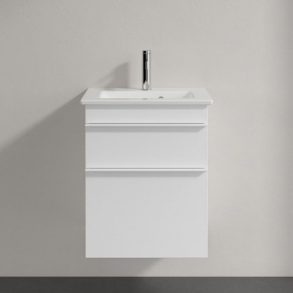 Тумба для комплекта Villeroy & Boch Venticello 46 gossy white, с белыми ручками