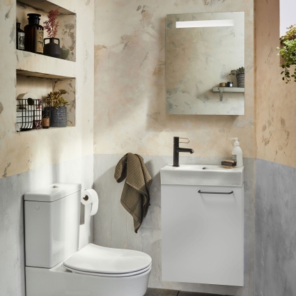 Мебель для ванной Jacob Delafon Odeon Rive Gauche 50 L белый глянец, ручка черная