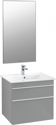 Мебель для ванной Villeroy & Boch Venticello 60 glossy grey, с белыми ручками