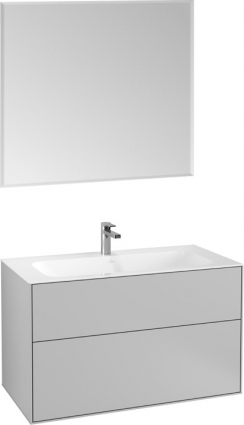 Мебель для ванной Villeroy & Boch Finion 100 light grey matt lacquer, с настенным освещением