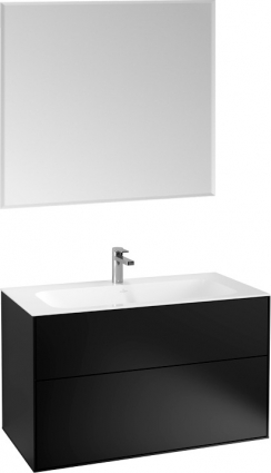 Мебель для ванной Villeroy & Boch Finion 100 black matt lacquer, с настенным освещением