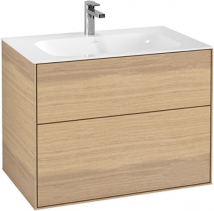 Тумба с раковиной Villeroy & Boch Finion 80 oak veneer, с настенным освещением