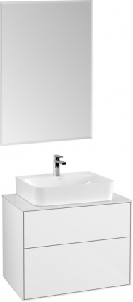 Мебель для ванной Villeroy & Boch Finion 80 glossy white lacquer, glass white matt, с настенным освещением