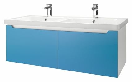 Тумба для комплекта Dreja Color 125 2 ящика голубой глянец