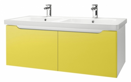 Тумба для комплекта Dreja Color 125 2 ящика желтый глянец