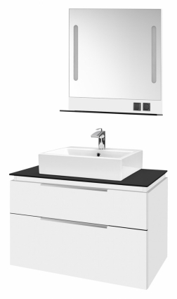 Мебель для ванной Dreja Tower 100 белый глянец, 2 ящика