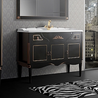 Тумба для комплекта Belux Верди 105 черная, декор Bosetti Marella