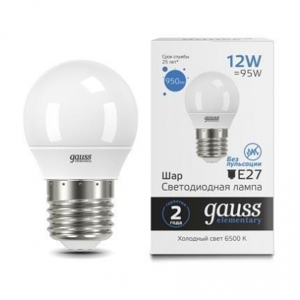 Лампа светодиодная Gauss E27 12W 6500K матовая 53232