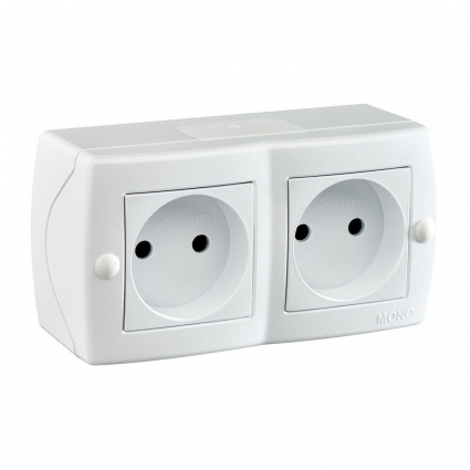 Розетка 2К двойная Mono Electric Octans IP20 16A 250V винтовое подключение белый 104-010106-121