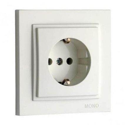 Розетка 2К+З Mono Electric Despina 16A 250V винтовое подключение жемчуг 102-252521-117