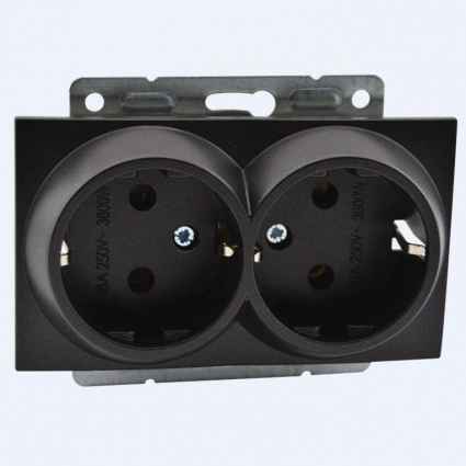 Розетка 2К+З двойная Mono Electric Despina/ Larissa 16A 250V винтовое подключение графит 500-002004-120