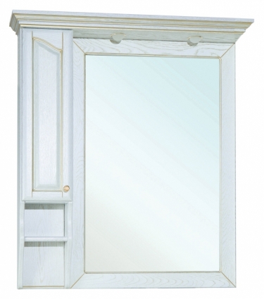 Зеркало-шкаф Bellezza Рим 100 L белое патина золото