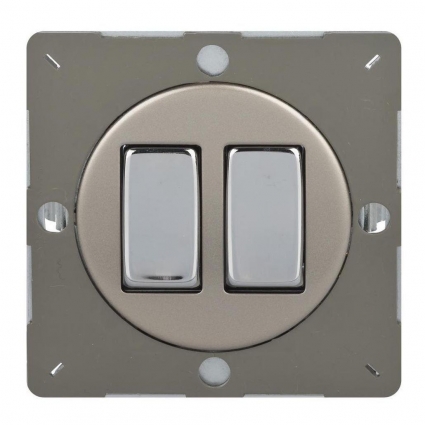 Выключатель Varilight двухклавишный Satin Chrome Z1EG2N
