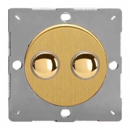 Переключатель кнопочный Varilight двойной 1-позиционный Brushed Brass Z1EGM2B