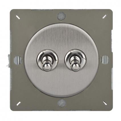 Тумблерный выключатель Varilight двухклавишный Brushed Steel XEST2S