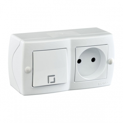 Выключатель - розетка Mono Electric Octans IP20 одноклавишный - 2К белый 104-010101-185