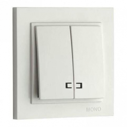Выключатель Mono Electric Despina двухклавишный с подсветкой жемчуг 102-252525-103