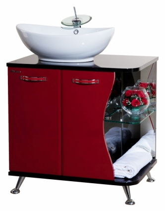 Тумба для комплекта Bellezza Рио 70 L красная с черным