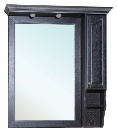 Зеркало-шкаф Bellezza Рим 100 R черное патина серебро