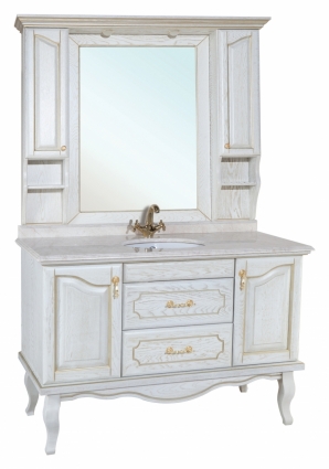Мебель для ванной Bellezza Рим 120 белая патина золото