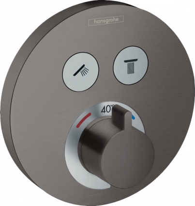 Термостат Hansgrohe ShowerSelect S 15743340 для душа, шлифованный черный хром