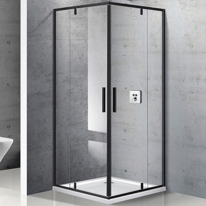 Душевой уголок Vincea Slim VPR-2SL9090CLB 90х90х195 профиль чёрный, стекло прозрачное
