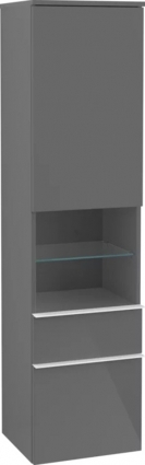 Шкаф-пенал Villeroy & Boch Venticello A95202 L, glossy grey, с белыми ручками