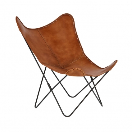 Стул-кресло La Forma Flynn Brown leather chair коричневого цвета