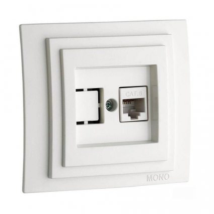 Розетка компьютерная RJ45 Mono Electric Despina 6 кат белый 102-190005-125