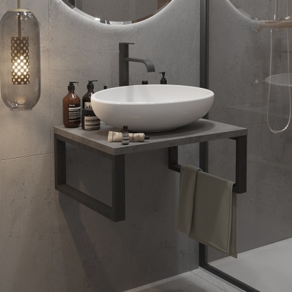 Столешница с раковиной 1MarKa Grunge Loft 60 бетон темно-серый