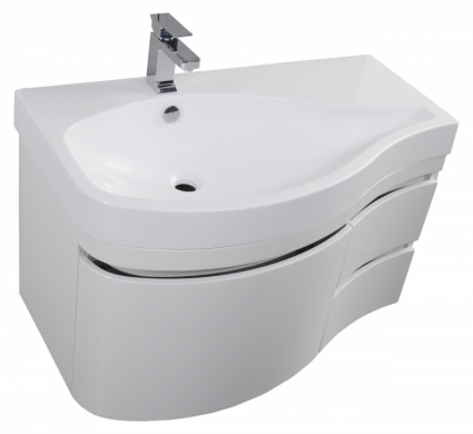 Тумба с раковиной Aquanet Сопрано 1-95 белая с ящиком L