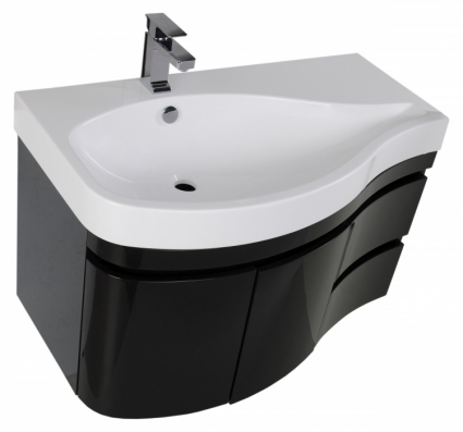 Тумба с раковиной Aquanet Сопрано 2-95 черная L