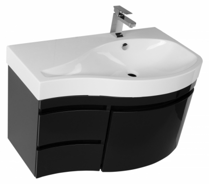 Тумба с раковиной Aquanet Сопрано 1-95 черная с ящиком R