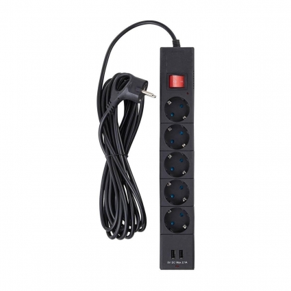 Сетевой фильтр Duwi 2хUSB 5гн 5м с/з 32589 5