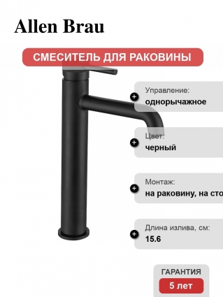 Смеситель Allen Brau Infinity 5.31002-31 для раковины, чёрный матовый