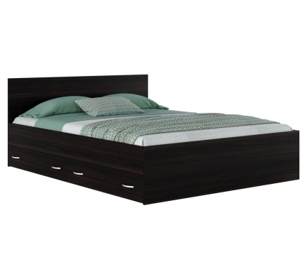 Кровать MYROOM Family Виктория 160х200 цвета венге с ящиками и матрасом 