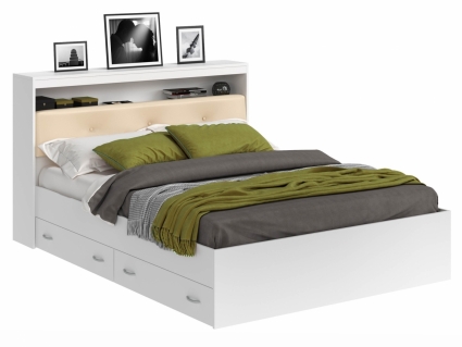 Кровать MYROOM Family Виктория Эко 140х200 белого цвета с блоком и ящиками