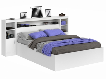 Кровать MYROOM Family Виктория 140х200 белого цвета с блоком и тумбами