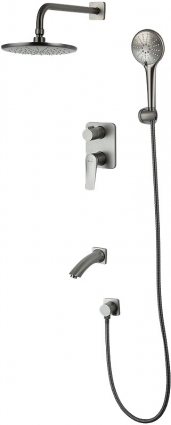 Душевой комплект Lemark Bronx LM3722GM С ВНУТРЕННЕЙ ЧАСТЬЮ, графит