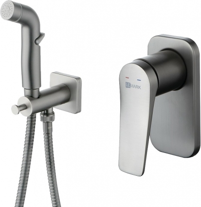 Гигиенический душ Lemark Bronx LM3719GM со смесителем, С ВНУТРЕННЕЙ ЧАСТЬЮ, графит