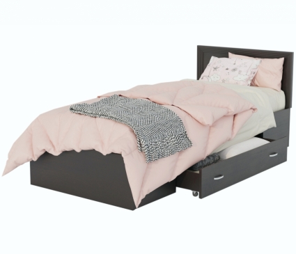 Кровать MYROOM Family Адель 90х200 темно-коричневого цвета ящиком и матрасом