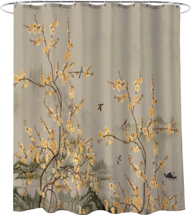 Штора для ванной Carnation Home Fashions Birds of Paradise Yellow 180х200