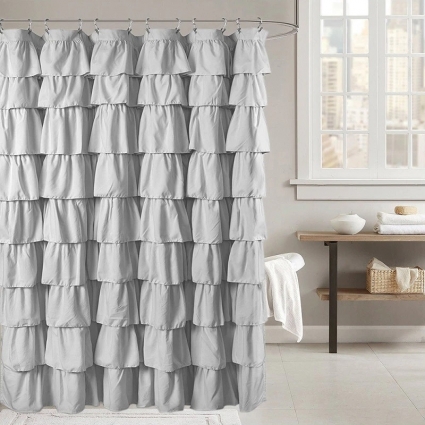 Штора для ванной Carnation Home Fashions Flounce Grey 180х180 см, серая