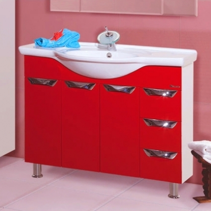 Тумба с раковиной Bellezza Белла Люкс 105 красная