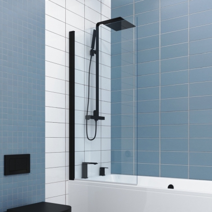 Шторка на ванну Kubele DE020 DE020P601-CLN-BLM-70х150 150х70, профиль черный матовый