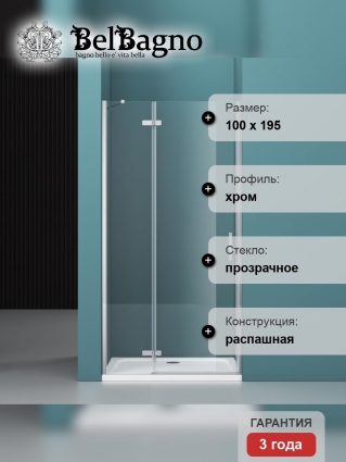 Душевая дверь в нишу BelBagno Kraft B-12-60/40-C-Cr L