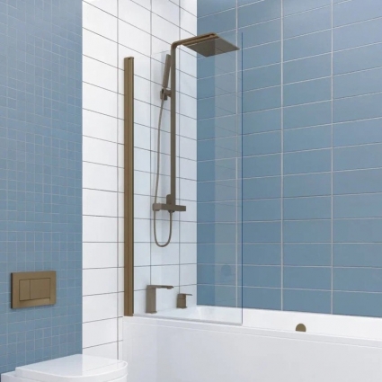 Шторка на ванну Kubele DE020 DE020P601-CLN-BR-50х150 150х50, профиль бронза светлая